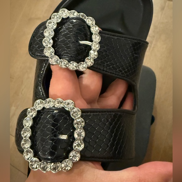 Maje Paris Black Slide Sandals with Rhinestone Buckles NWOB- FR 40- US 9.5/10 - Picture 8 of 12